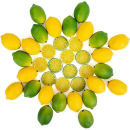 Party Decoration Fake Lemons Limes And Slices Set - Pack Of 36 Decorative Faux Citrus Fruits Artificial Decorations For Home Kitch214d