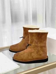 The Row High New Snow Boots Silk Suede Upper Brand Quality Women's Boots Soft and Comfortable Unique