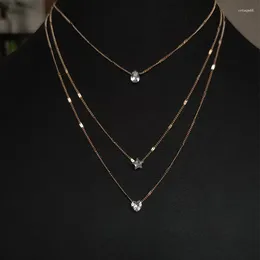 Pendant Necklaces Y2K Selling Water Drops Star Love Three Layer Necklace Women's Crystal Zircon Punk Vintage Collar Chain Wholesale