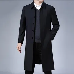 Men's Jackets Trench Spring And Autumn Middle Aged Long Knee Over Business Casual Coat