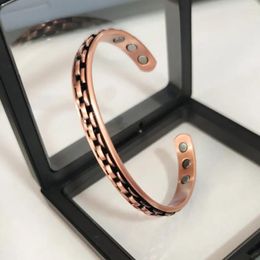 Bangle Ikuinen Magnetic Copper Bracelet Adjustable Cuff Energy Wristband Stripe Health Men Bracelets Women