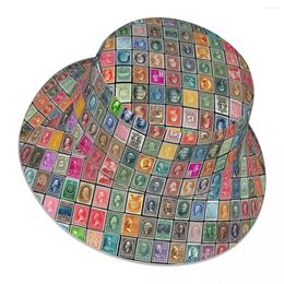 Berets U.S.Postage Stamps Reflective Bucket Hat Men Women Outdoor Sunscreen Beach Sun Hiking Fishing Cap