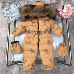 goose down bodysuit for kids Raccoon fur collar baby jumpsuits Size 75-110CM Comfortable feel crawling suit Oct10