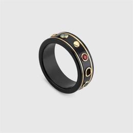 NEW Fashion Black White Ceramic Cluster rings bague for mens and women engagement wedding couple jewelry lover gift250P