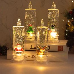Candles 6.7x19.5cm Large Santa Claus Christmas Tree Crystal LED Candle Flickering Flameless LED Candles Night Light Lamp Christmas Decor 231012