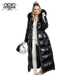 Women's Down Parkas CEPRASK 2023 Fashion Winter Coat Women XLong High Quality Thick Cotton Hooded Outerwear Warm Faux Fur Woman Jacket 231012