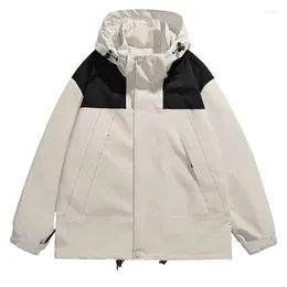 Men's Jackets Korean Version Loose Black And White Patchwork Stormsuit Jacket Women's Hooded Trendy Outdoor Work Style