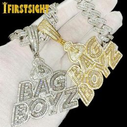 Chains CZ Letters Bag Boyz Pendant Necklace Iced Out Bling 5A Cubic Zircon Dollar Symbol Money Charm Fashion Hip Hop Men Jewelry156y