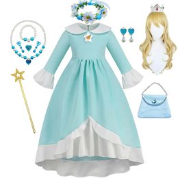Girls Dresses Rosalina Dress Girl Game Playing Princess Role Costume Childrens Theme Party Fantasy Peach Daisy Flower 231013
