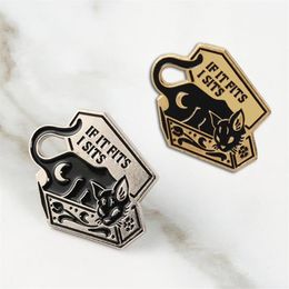 Pins Brooches Cat Story Meowth Super Lovely Lazy In Box IF I FITS SITS Hard Enamel Cartoon Animal Lapel Pins Jewelry1251r