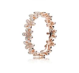 18k rose gold silver dazzling daisy meadow stackable womens ring for 925 sterling silver designer rings with original box4715650