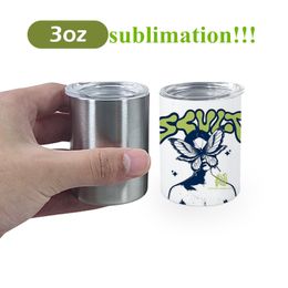 Sublimation 3oz straight tumbler shot glass shot cup with metal straw Stainless Steel tumbler kids water bottle Wine Glasses with fast shipping