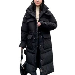 New Solid Colour Long Straight Winter Coat Casual Women Parkas Clothes Hooded Stylish Winter Jacket Female Outerwear