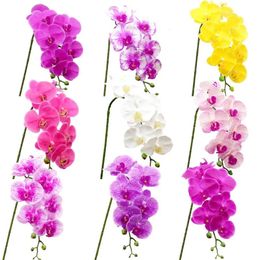Dried Flowers Latex 9-Heads Artificial Butterfly Orchid 3Dprint Large Size Fake Phalaenopsis Silicon PU Real Touch Wedding Home Decor 231013