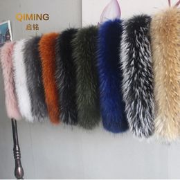 Scarves 100% Real Fur Collar Luxery Scarf Natural Raccoon Women Genuine Large Shawl Male Jacket 231012