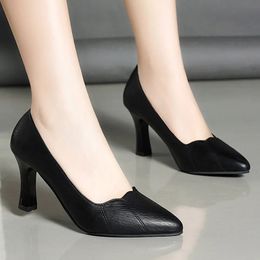 Dress Shoes Women Pumps Wave Boat High Heels Pointed Toe Stilettos Basic Ol Office Lady Shoe Black Spring Autumn 9222N 231013