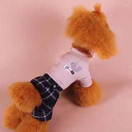 Dog Apparel Warm Pet Clothes Jumpsuit For Small Medium Dogs Bichon Knitted Sweatshirt Sweater Plaid Pants Tracksuits Jumper Overalls XXL