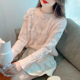 Women's Sweaters Women Shiny Sequin Sweater 2023 Spring Autumn Ladies All-Match O-Neck Long Sleeve Loose Casual Pullover