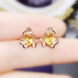 Stud Earrings Natural Real Citrine Earring Flower Style 5 7mm 0.85ct 2pcs Gemstone 925 Sterling Silver Per Jewelry Fine J23976