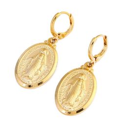 Virgin Mary Earrings Christmas Gifts 24K Gold Colour Women Men Jewellery Earrings Whole Cross Earrings Jewelry265C