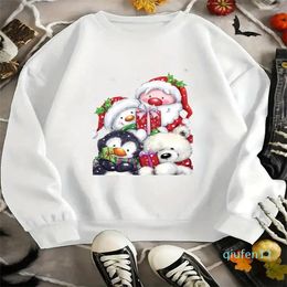 Women's Hoodies Plaid Deer Face Trend Year Christmas Pullovers Holiday Sweatshirts Fashion