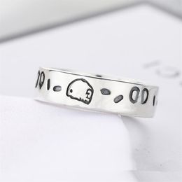 Titanium steel skull band ring men's and women's luxury sterling silver fashion gifts for friends couples wedding jewelr301i