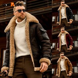 Men's Jackets Covrlge Deerskin Fleece Casual Autumn And Winter Fur Coat Thickened Jacket Men Outerwear Solid Color MWP068 231012