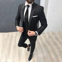 Men's Suits Latest Coat Pant Designs Black Mens Man Blazers Groom Wedding Tuxedos Bridegroom Wear 3piece Costume Mariage Homme Ternos