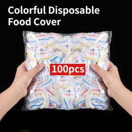 Other Home Storage Organization Disposable Colorful Cling Film Cover Food Grade Fresh-keeping Plastic Bag Dust Elastic Kitchen Refrigerator Accessories 231013