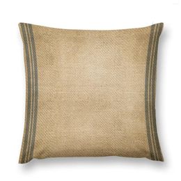 Pillow Burlap Feed Sack Blue Stripes Throw Cusions Cover Decorative Sofa S