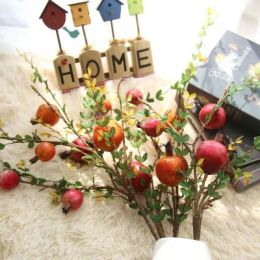 Simple artificial fruit tree branches artificial pomegranate fruit branch berry simulation flower home decoration wedding fake flower