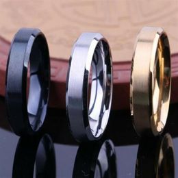 100pcs Comfort Fit Gold Silver Black 6mm Width Stainless Steel Band Wedding Ring man women Jewelry244T