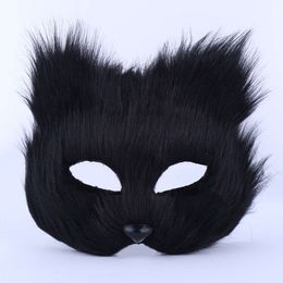 Cosplay Halloween Masks Animal Cosplay Furry Fox White Black Half Face Mask Christmas Carnival Party Costume Propscosplay