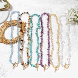 Pendant Necklaces Natural Chip Gravel Stone Necklace Irregular Quartzs Amethysts OT Buckle Yoga Jewelry Gifts For Women