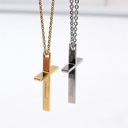 2 Colour Silver gold choose Fashion Punk Hip-Hop Style stainless steel Cross pendant necklace with chain 24 inch for Men woemn223e