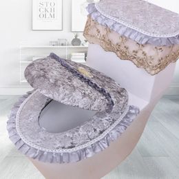 Toilet Seat Covers 8 Colors Plush Toilet Lid Cover Case With Lace Toilet Seat Covers Warm Soft Bathroom Toilet Seat Cushion Mat Universal Washable 231013