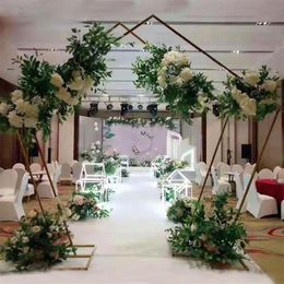 European Wedding Arch Metal Wrought Artificial Flower Stand Hexagonal Pentagon Geometry Iron Shelf DIY Party Scene Layout Props De212P