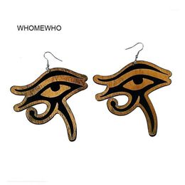 Natural Wood Laser Cut Geometric Eye of Horus Nefertiti Egypt Africa Earrings Bohemia African Wooden DIY Jewelry12222