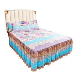 Bedspread 1-Piece Sweet Lace Bedspread - Stylish Bed Sheet Protector High-Quality Anti-Slip Dust-Proof Bed Cover in Korean Fashion 231013