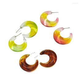 Hoop Earrings & Huggie Pairs Set Ins Rainbow Acrylic Resin Minimalism Geometric Trendy Korean Fashion Women Party JewelryHoop Odet186L