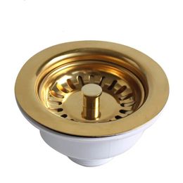 Drains Drains Sink Strainer Removable Philtre Basket Shower Basin Drainer Gold 114mm Steel Ball Bowl Body Kitchen Bathroom Accessories 231013