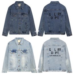 Designer Galleries Mens Womens Denim Jackets Streetwear Mens Casual Spring Autumn Coats Fashion Embroidery Letters Depts Washed Worn Out Outwear Clothes Size S-XL