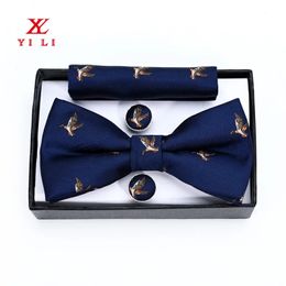 Bow Ties bow tie cufflinks small square towel gift box set men's wedding bow tie 231013