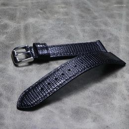 Watch Bands Lizard Skin High Grade Soft Bracelet 18 19 20 21 22mm Handmade Leather Watchband Vintage Black Wrist Band Thin Strap