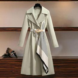 Women's Jackets Classic Women Coat Slim Fit Lady Windbreaker Long Sleeves Notched Collar Large Hem High-Waist