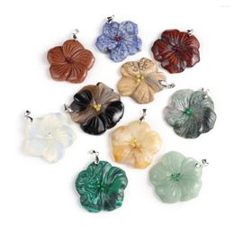 Pendant Necklaces 2023 Natural Agates Stone Charms Petal Shape Fashion For Women Making DIY Jewerly Necklace Accessories 48x48x8mm