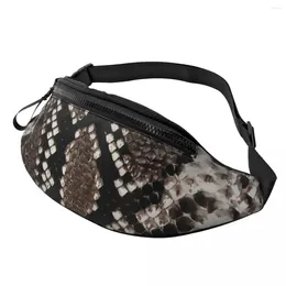 Waist Bags Python Snakeskin Print Bag Brown And White Jogging Unisex Pack Polyester Funny