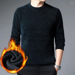 Men's Polos Winter Knitwear Chenille Velvet Thickening Sweater Round Neck Loose Large Size Bottoming Shirt Clothes