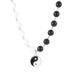 Pendant Necklaces Hip-hop Tai Chi Pearl Necklace Fashion Beads Personalized Yin Yang Black White Choker For Women Trendy Jewelry