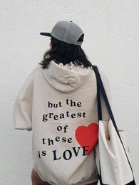 Women's Hoodies But The Greatest Of These Is Love Print Couple Cotton Long Sleeves Vintage Oversize Creativity Sweatshirts Casual Womens